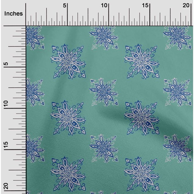 oneOone Cotton Poplin Fabric Floral Block Print Sewing Fabric BTY 56 Inch Wide