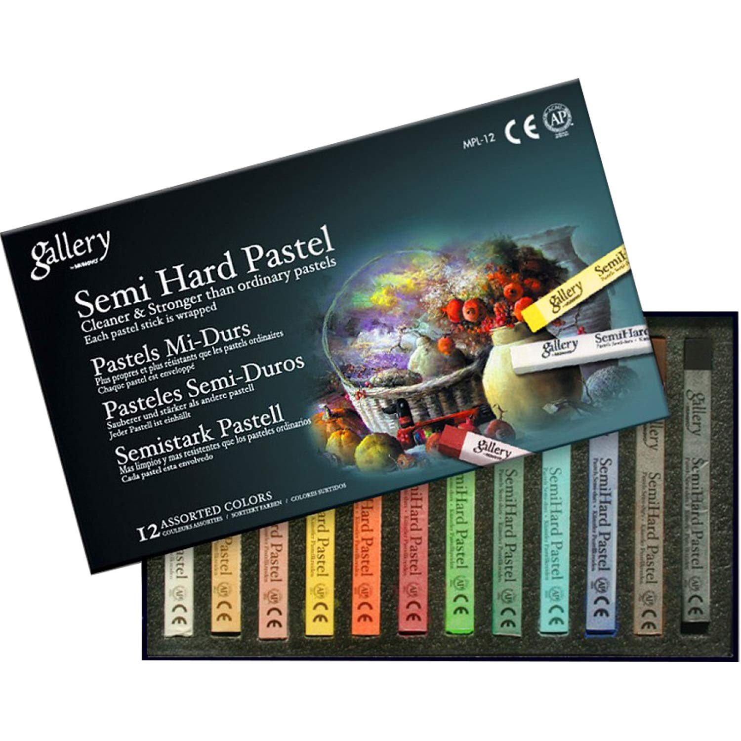 Mungyo Boîte en Carton Semi-Dure Pastels Ensemble de 12 - Couleurs Assorties