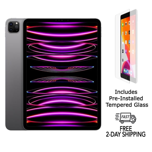 Refurbished Apple iPad Pro 11 (2022) A2759 (WiFi) 128GB Space Gray (Grade B) w/ Pre-Installed Tempered Glass