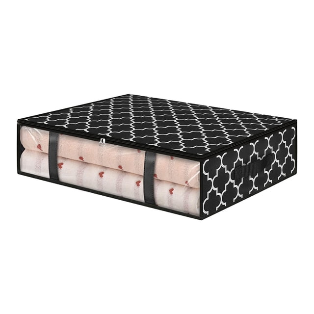 Underbed Storage Bag with Clear Window - Foldable Non-Woven Fabric Organizer for Clothes, Blankets & Quilts, 60x45x15cm Large Capacity Breathable Moving Packing Bag