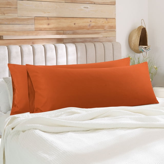 PiccoCasa 2Pcs Body Pillowcases Microfiber Pillow Covers, Queen Rust
