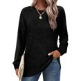 thumbnail image 2 of yoeyez Tunique en Tricot pour Femmes, Chandails à Manches Torsadées Patchwork, Col Ras du Cou Raglan, Chemises à Manches Longues, Hauts Mode Automne 2024, Noir, M, 2 of 5