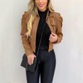 thumbnail image 2 of XZNGL Cropped Jacket Women Ladies Lapel Motor Jacket Coat Zip Biker Short Punk Cropped Tops, 2 of 9