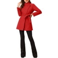 thumbnail image 2 of INSPIRE CHIC Manteau Trench Long Classique d'Hiver pour Femme à Col Montant avec Ceinture à Nouer TP Rouge, 2 of 7