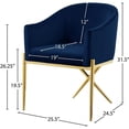 thumbnail image 5 of Meridian Furniture Xavier Chaise de Salle à Manger en Velours Bleu Marine, 5 of 5