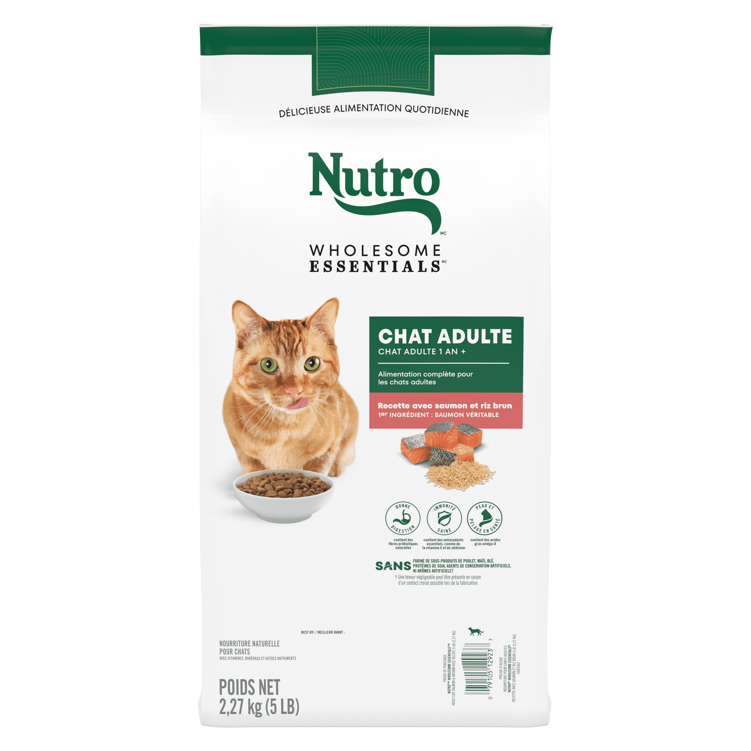 NUTRO WHOLESOME ESSENTIALS Adult Dry Cat Food Salmon & Brown Rice Recipe, 2.27kg Bag