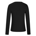 thumbnail image 3 of IROINID Reduced Womens Long Sleeve Tops Fall Stretch Slim Fitted Ribbed T-Shirt Blouse Solid Basic Tops,Black, 3 of 5