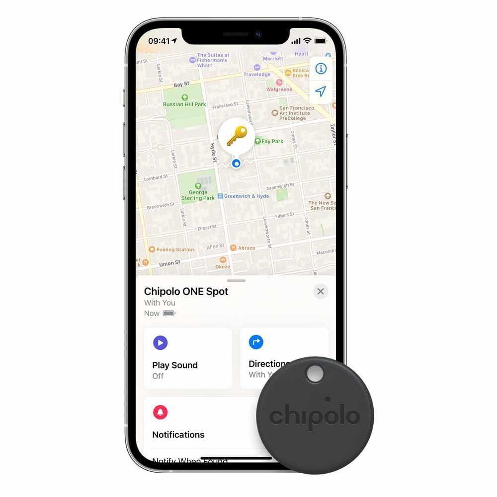 Chipolo One Spot 4 pack - Item Finder, Bluetooth Tracker, GPS Wireless Technology (Works with Find My) - Almost Black