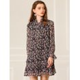 thumbnail image 3 of INSPIRE CHIC Robe Droite Décontractée Ample à Volants à Nouer au Cou à Motif Floral pour Femme, 3 of 4