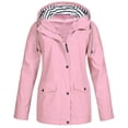 thumbnail image 2 of Women Solid Rain Jacket Outdoor Plus Size Waterproof Hooded Raincoat Windproof, 2 of 9