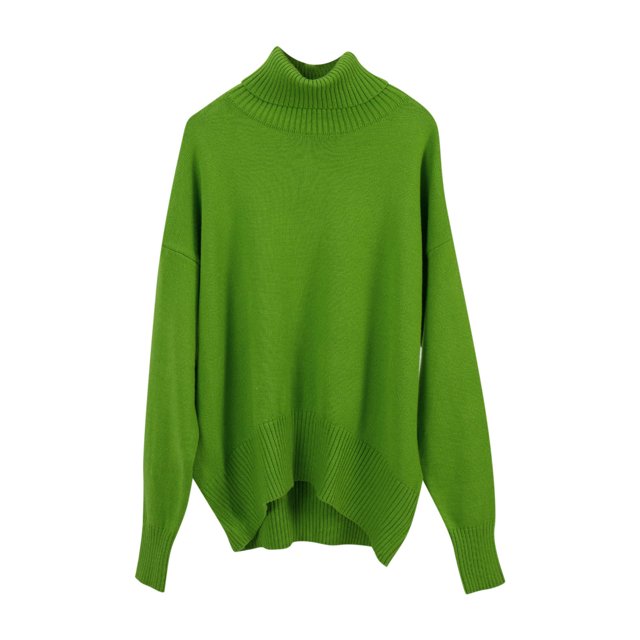 Yuyuzo Baggy Sweater for Women Long Sleeve High Neck Ribbed Knit Pullover Solid Color Fall Winter Sweater Tops