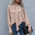 thumbnail image 5 of Timegard T Shirts for Women Ruffle Long Sleeve Crew Neck Tops Soft Solid Color Casual Loose Dressy Blouses, 5 of 5