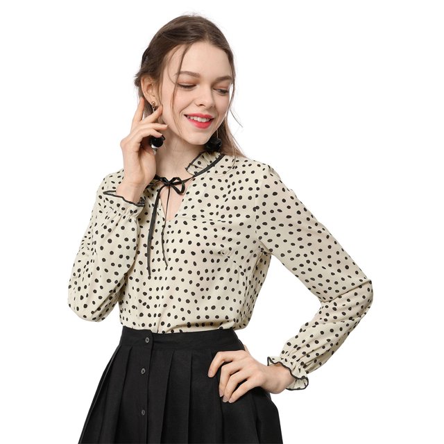 INSPIRE CHIC Blouse à Col à Volants Noué pour Femme Manches Longues Hauts