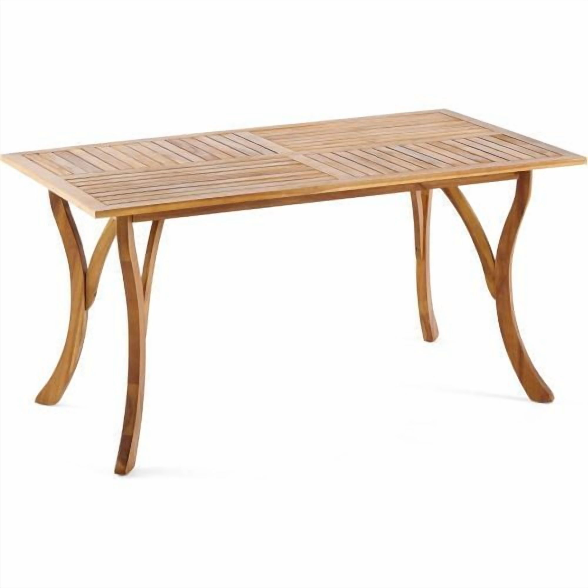 Homy Casa Table à Manger Extérieure en Acacia, 59 po, Table de Patio Rectangulaire à Lattes, Teck