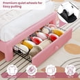 thumbnail image 4 of Twin Upholstered LED Bed Frame - with Storage Drawer and Rainbow Headboard, Berber Fleece Princess Platform Bed for Kids, Solid Wood Slats Support, No Box Spring Needed, Easy Assembly, Pink, 4 of 7