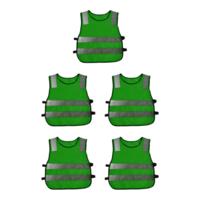 maskred Hi Vis Child Safety Reflective Vest Traffic Waistcoat Work Cycling Clothes green 42x47x5cm 5Set