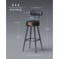 thumbnail image 3 of VASAGLE EKHO Collection - Bar Stools Set of 2, Swivel Counter Bar Stools with Backs, Synthetic Leather with Stitching, Mid-Century Modern, 30-Inch Tall, Kitchen Home Bar, Ink Black ULBC889B01, 3 of 6