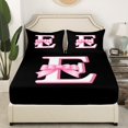 thumbnail image 3 of Erosebridal Initial E Letter Sheet Set Full, Princess Bow Bedding Sets Full Size, Monogrammed Reversible Full Sheet Sets, Microfiber Room Decor, 4 Pieces, 3 of 7
