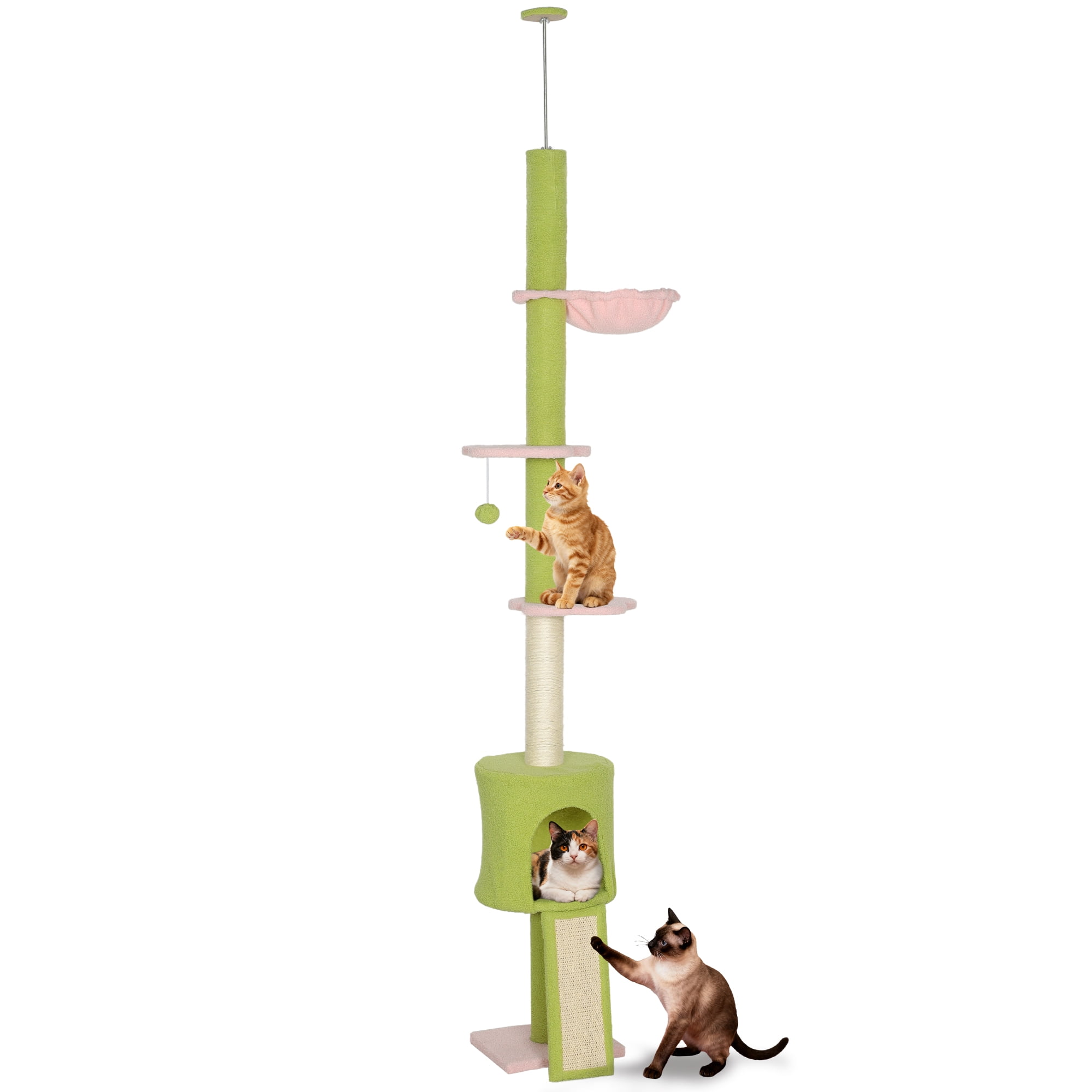 PawHut Floor to Ceiling Cat Tree Cat Tower Adjustable Height 87"-94.5"