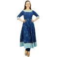 thumbnail image 3 of Bimba Kurta Imprimée pour Femme Kurti Anarkali Ethnique en Coton Robe Décontractée Bollywood/ Bleu Marine/ 26, 3 of 9