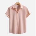 thumbnail image 2 of Kaemgyyd Button down Shirt for Men Plus Size Short Sleeve Lapel Summer Vacation Wedding Tops Breathable Solid Color Work Tee, 2 of 7