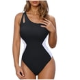 thumbnail image 1 of Diufon Women's Swimsuit Trendy Color Block Single Shoulder Backless Bathing Suits Summer Beach Sport Swimwear, 1 of 5