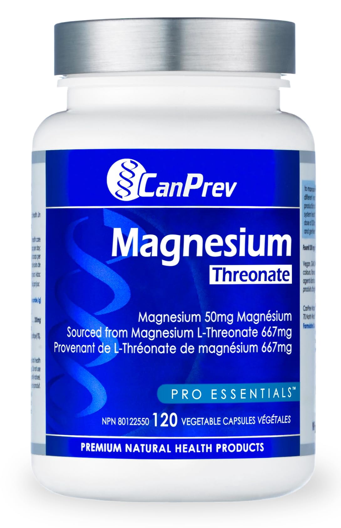 CANPREV Magnesium L-Threonate, 120 Vegan Caps - Enhanced Cognitive Function Support - Optimal Absorption Formula for Improved Sleep &amp; Muscle Function - Essential Supplement for Men &am