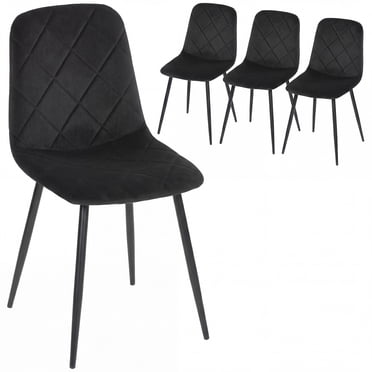 HOMCOM Dining Chairs Set of 4, Kitchen Chair with Metal Legs, Black