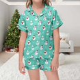 thumbnail image 2 of WEAIXIMIUNG Kids' Christmas Classic Print Button Down Collar Short Sleeve Top & Shorts Pajama Set 10-11 Years, 2 of 6