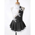 thumbnail image 4 of MSemis Enfants Filles Sans Manches Paillettes Floral Justaucorps de Ballet Tutu Jupe Patinage Artistique sur Glace et à Roulettes Robe de Compétition Costume Noir 10, 4 of 7