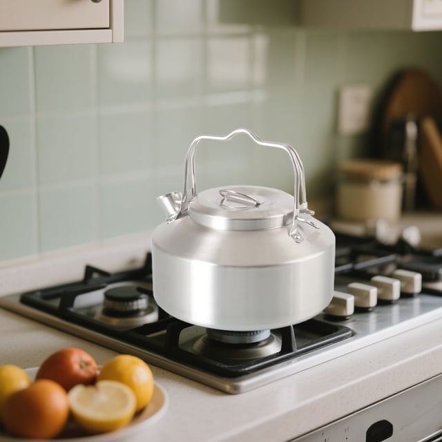Bouilloire d'Ébullition pour l'Extérieur pour le Camping et la Randonnée, Théière en Acier Inoxydable, Bouilloire d'Eau Chaude Portable avec Poignée Robuste pour Tous les Âges, Cuisine Extérieure et Barbecue
