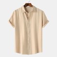 thumbnail image 1 of SDNall Chemise Décontractée pour Homme Unie à Col Rabattu à Manches Courtes avec Fermeture à Boutons Blouse Hawaïenne, 1 of 1