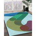 thumbnail image 3 of Ahgly Company Tapis de Zone Rectangulaire Transitionnel Bleu Tiffany pour Intérieur, Lavable à la Machine, 6 Pieds x 9 Pieds, 3 of 7