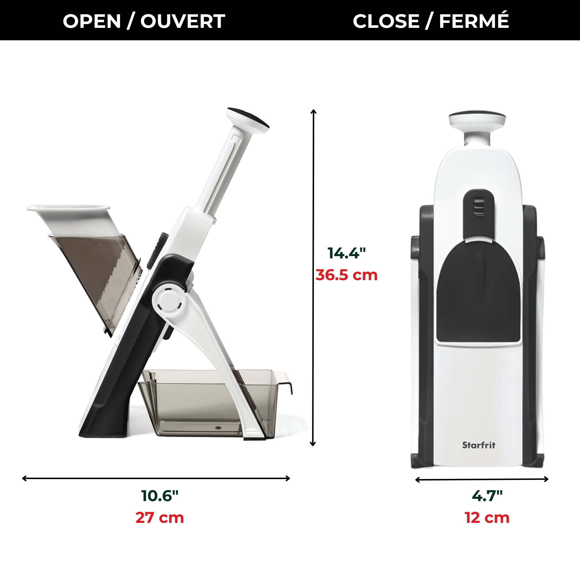 Starfrit Pump'N'Slice Vertical Mandoline, Safe Adjustable Vegetable & Fruit Slicer