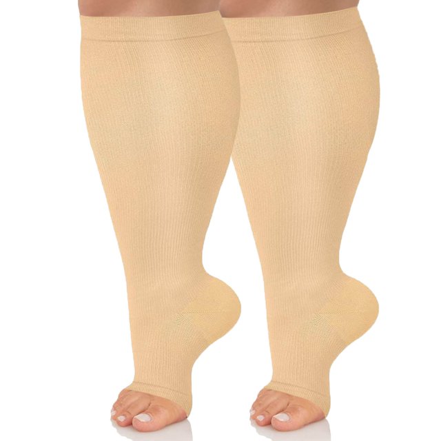 BYHONG Chaussettes pour Femmes Femmes Chaussettes de Compression Unies Chaussettes de Sport Chaussettes Décontractées Mi-Mollet Grande Taille Chaussettes de Compression Chaussettes de Course Femmes Beige TTTG