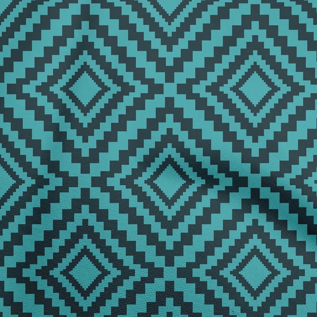 oneOone Viscose Chiffon Turquoise Blue Fabric Geometric Sewing Craft Projects Fabric Prints By Yard 42 Inch Wide