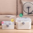 thumbnail image 5 of KDSJSXW Plastic First Aid Storage Box Container Bin with Removable Tray and Portable Handle, Family Emergency Medicine Kit Case Organizer, White&Gray, 5 of 5