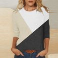 thumbnail image 4 of 3/4 Sleeve Tops for Women Womens Tops 3/4 Sleeve Summer Contrasting Colors Slim Cute Tops Crewneck Half Sleeve Tshirts Shirts Spring Cute Summer Tops for Women Cute Tops for Women Summer, 4 of 5