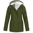 thumbnail image 1 of Aqestyerly Women Windproof Hooded Raincoat,Plus Velvet Solid Outdoor Jacket For Winter Rain and Wind Protection HWRETIE, 1 of 5