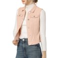 thumbnail image 2 of INSPIRE CHIC Women's Denim Vest Sleeveless Button Washed Jacket Pink XL, 2 of 7