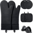 thumbnail image 1 of Oven Mitts and Pot Holders Sets Pot Holders and Oven Mitts Heat Kitchen Silicone Oven Mitts with Soft Cotton Lining .Extra Long Oven Gloves for Cooking, 1 of 7