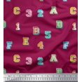 thumbnail image 1 of Soimoi Japan Crepe Satin Fabric Numbers & Alphabets Text Printed Craft Fabric by The Yard 42 Inch Wide, 1 of 3