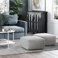 thumbnail image 2 of Trent Home Boho Square Pouf in Patterned Gray Melange Cotton, 2 of 7