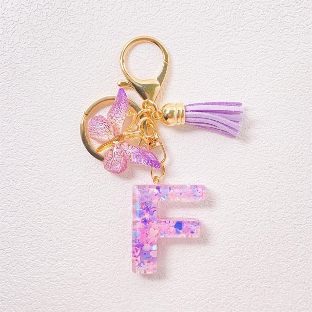 TopLLC Tools&Home Improvement Initial Letter Keychains For Women Tassel Purple Cute Car Keychain For Wallet Backpack Bag A chopper