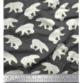thumbnail image 1 of Soimoi Gray polyester Crepe Fabric Polar Bear Animal Decor Fabric Printed Yard 52 Inch Wide, 1 of 5