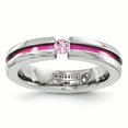 thumbnail image 1 of Edward Mirell Titanium Pink Sapphire & Anodized Grooved 4mm Band Size 8.5, 1 of 4