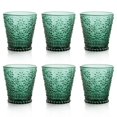 thumbnail image 1 of Drinking glasses colorful glass - set of green water glasses with daisy pattern - vintage stackable water glass for drinks, cocktails, tea, 1 of 5