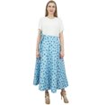 thumbnail image 3 of Phagun Jupe Portefeuille Réversible Bleu Pâle à Imprimé Floral en Coton Longue Jupe Hippie, 3 of 6