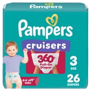 Pampers Diapers - Cruisers 360° - Size 3, 26 Count, up to 100% Leakproof Fit, Designed for Active Babies, Pull On Diaper, EZ Off Tabs Designed for Easy Changes