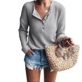 thumbnail image 3 of Womens Henley Shirts V Neck Long Sleeve Button Down Tops Warm Waffle Knit Tees, 3 of 4